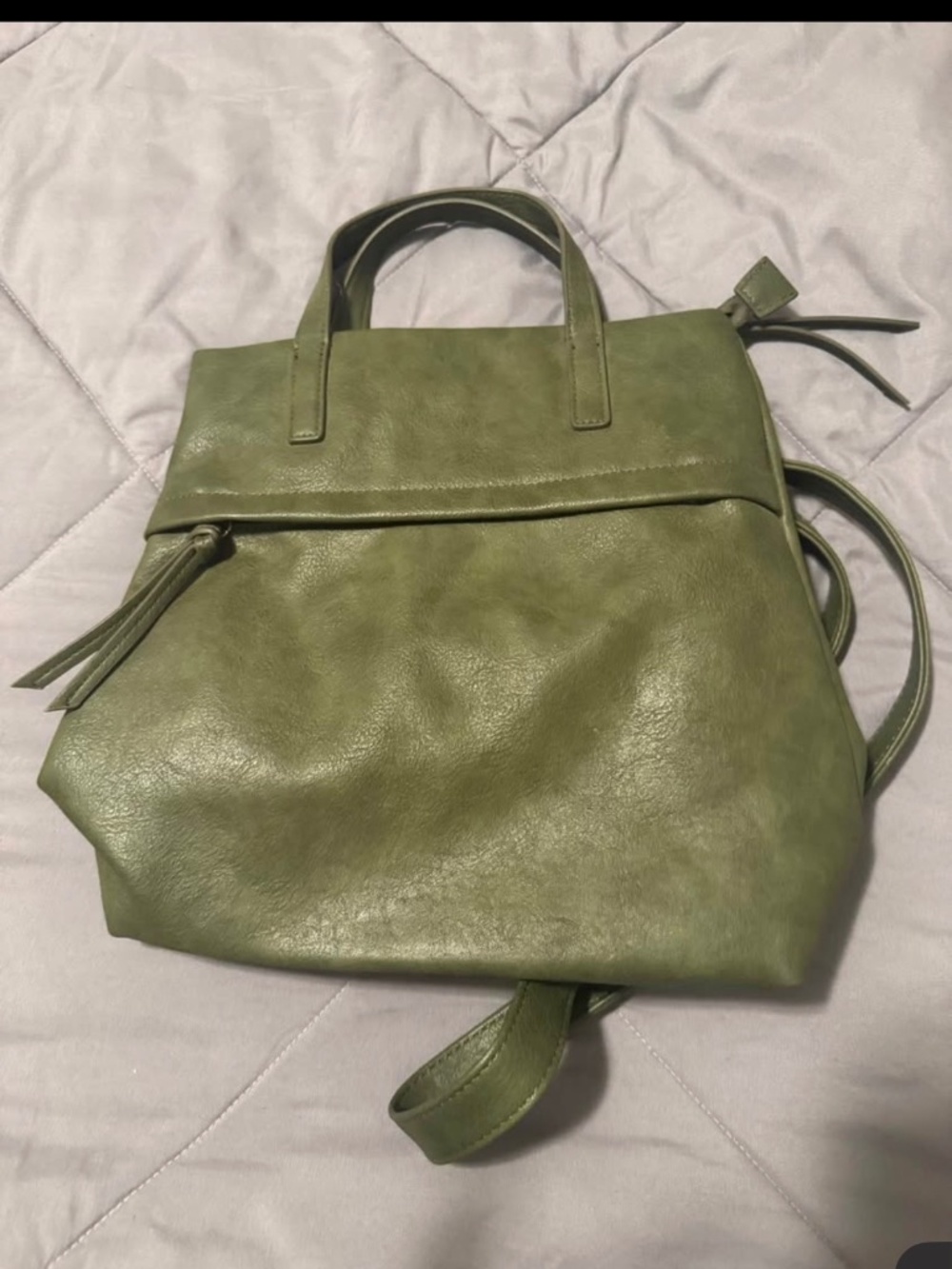 Olive Green Convertible Tote Backpack Purse